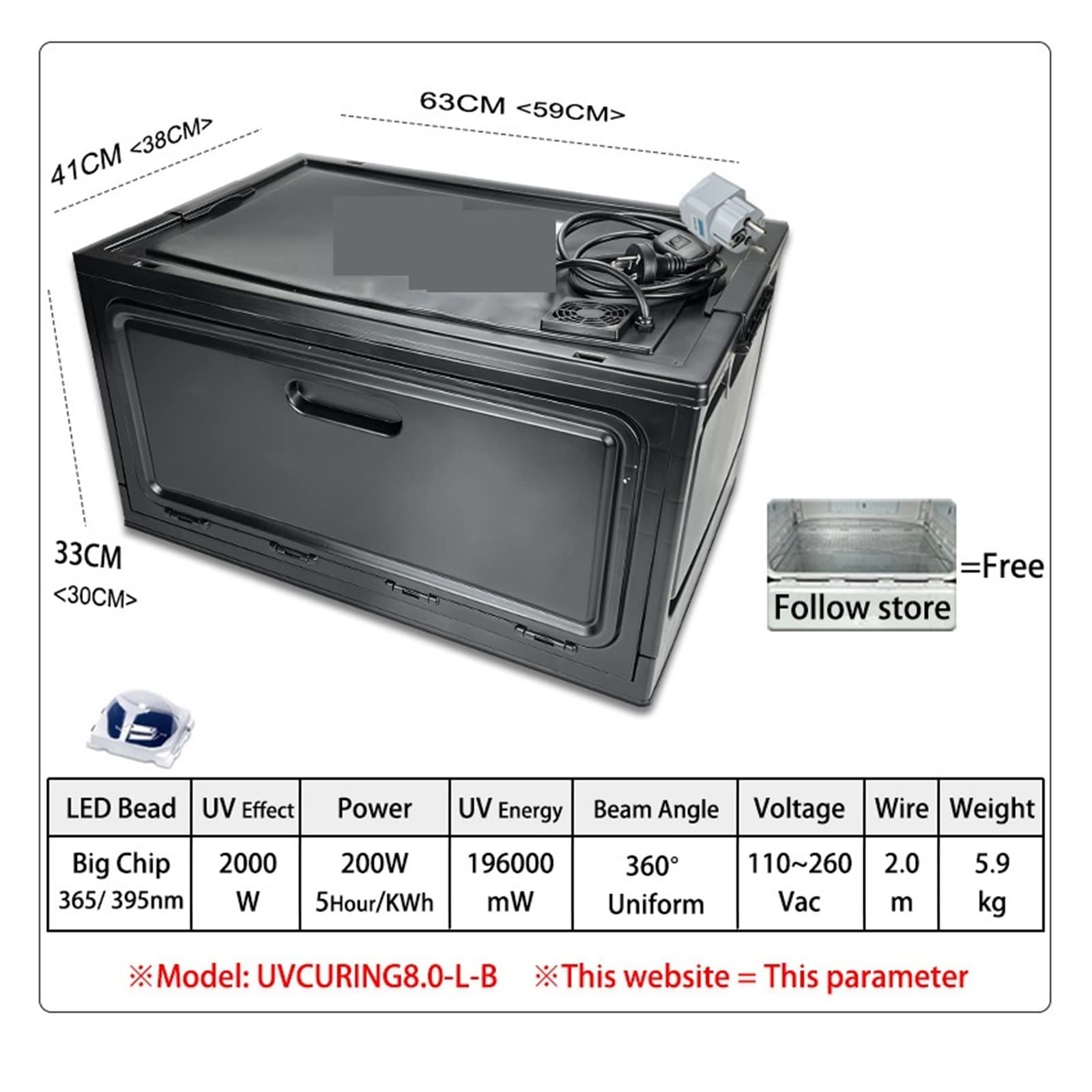 Lámpara de uñas de Gel UV Led UV Gel Caja de curado Lámpara Luz Ultravioleta Máquina Gran tamaño Cure 3D Impresora Pegamento Resina Aceite Vidrio Tinta Pintura Pantalla Seda Teléfono(365nm)