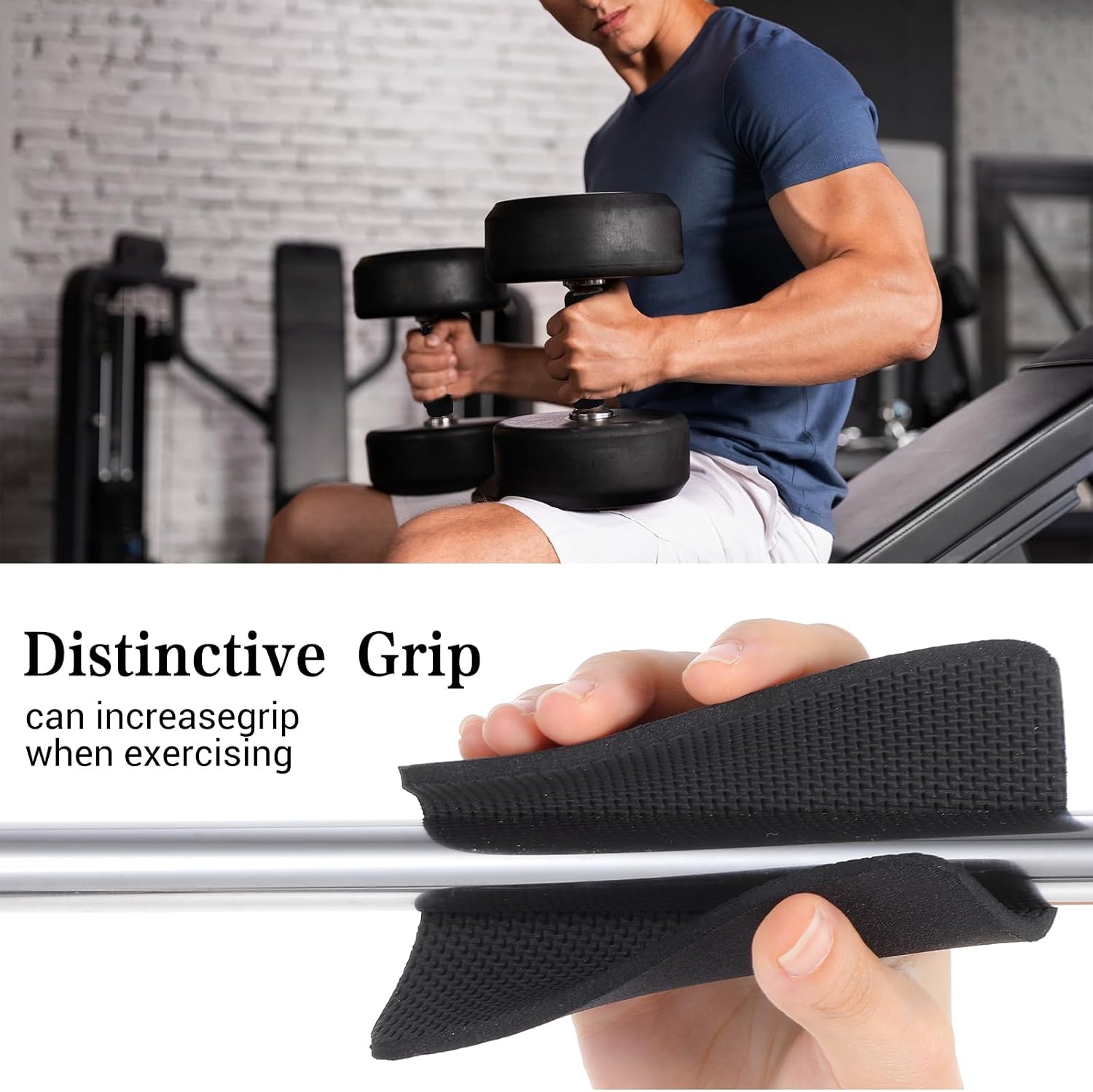 Xinjoduz 8 PCS Gym Grip Pads Rubber Weight Big Back Lifting Grips Workout Hand Pads Anti-Slip Weight Training Hand Grips Hands Protector for Gym Pull up Training Men Women No Sweaty (Black)