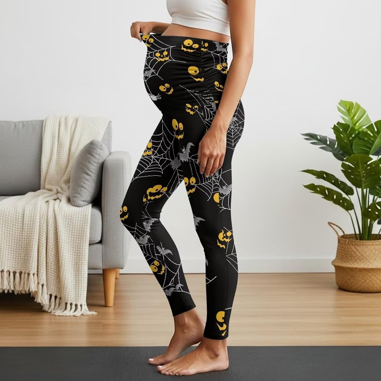 Maternity Yoga Pants with Pockets Over The Belly Womens Workout Yoga Pregnancy Pants for Daily Wear & Walking S-2XL