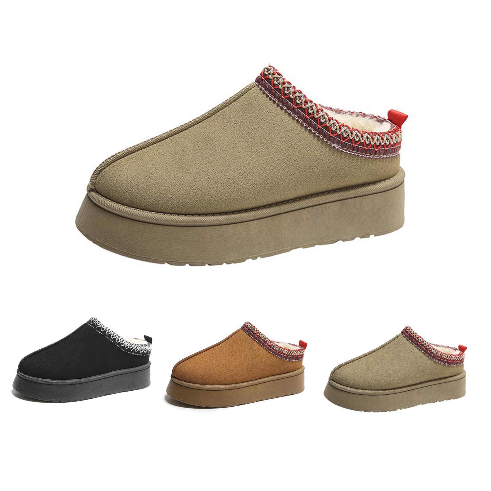 Women's Slippers Platform Mini Boots Short Ankle Boot Fur Fleece Lined Sneakers House slippers Anti-Slip Boot For Outdoor