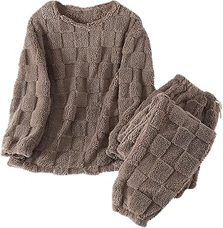 2 Piece Pajama Set for Women Solid Color Thickened Pajamas With Pockets Drawstring Elastic Waist Fall Winter Sets