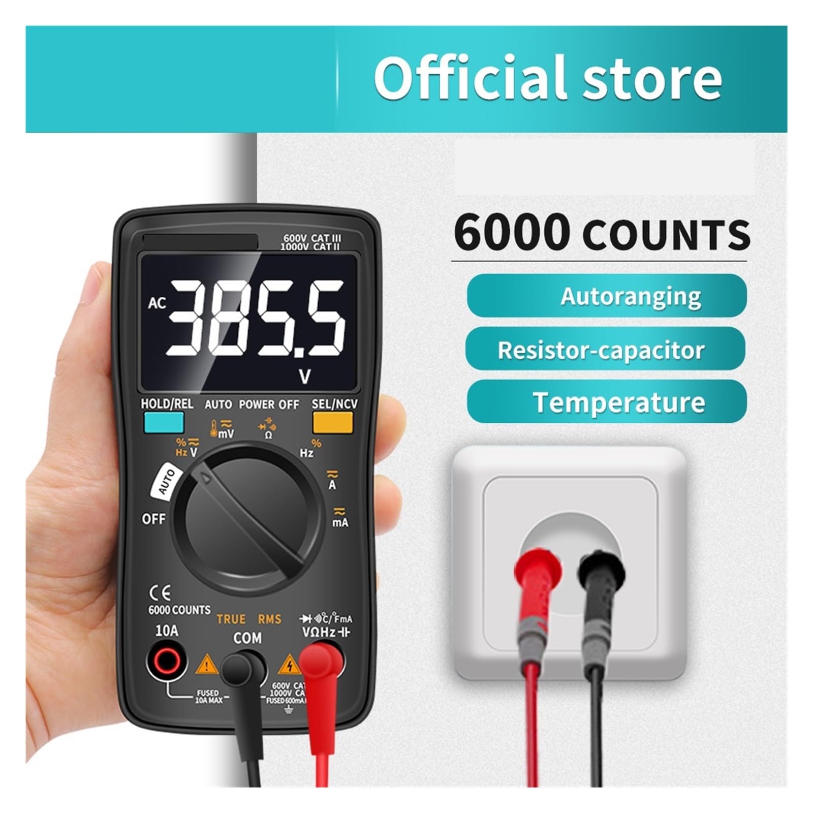 Cyfrowy Multimetr 6000 Zlicza Miernik Elektryczny Tester Próbnik Elektroniczny Auto Rang AC/DC Napięcie Procesu Kalibrator Dokładny Pomiar(102)