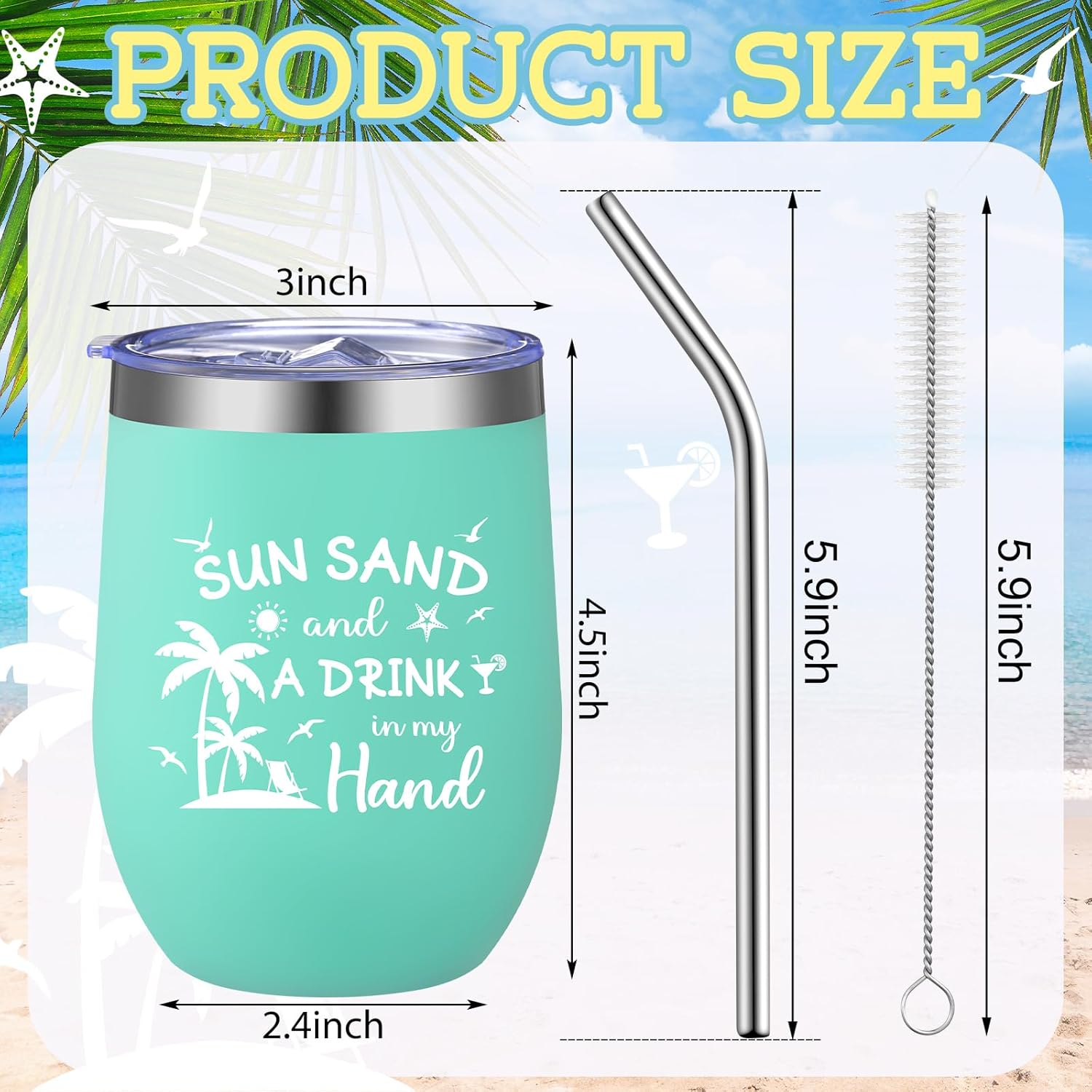 Patelai 4 Pcs Beach Girls Trip Tumbler Cups for Women Summer Beach Trip Gifts Favors Travel Gifts 12oz Vacation Cups for Friend Sister Vacation Organization(Sunsand Drink) - Image 2