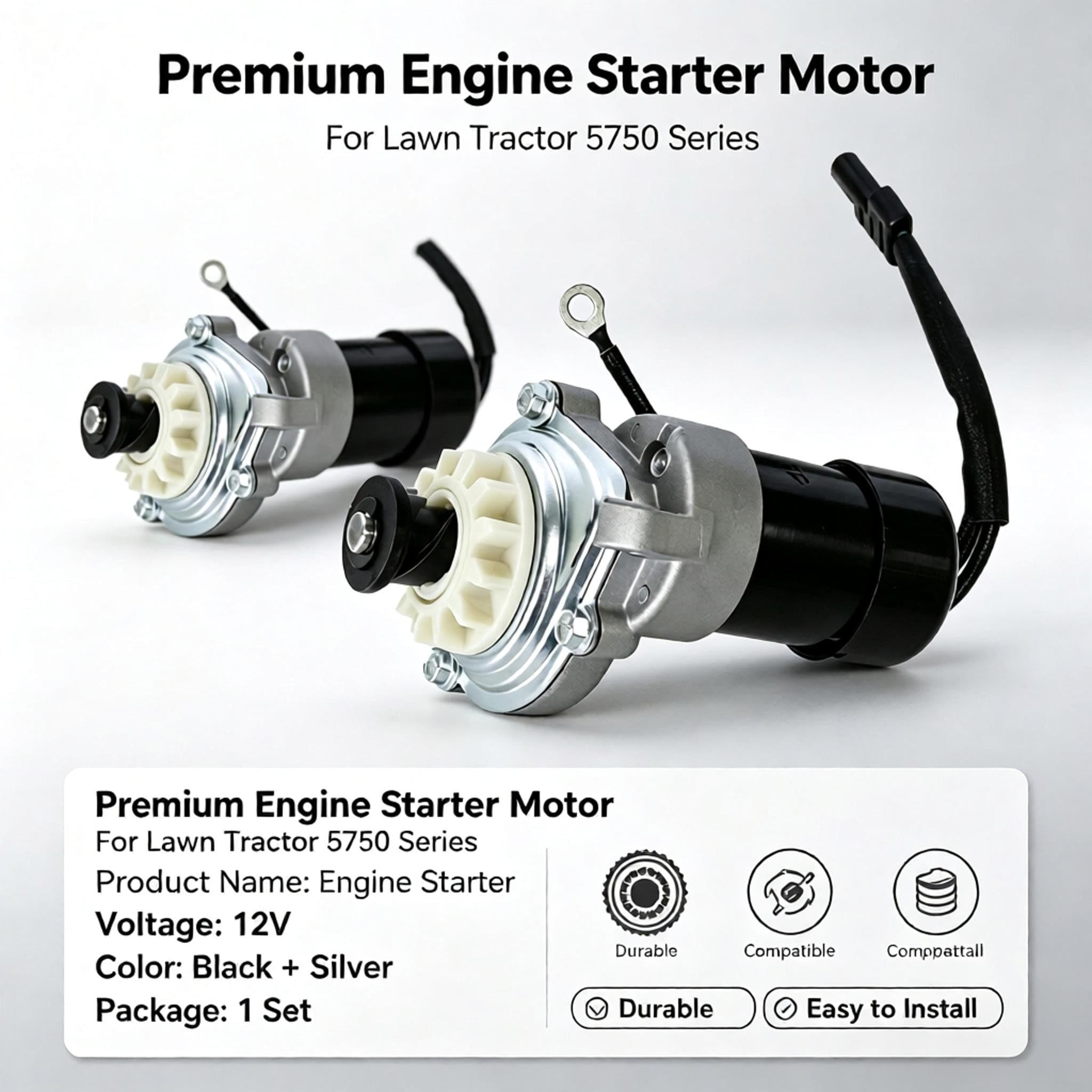 118551434/Motor de arranque de motor 12V para tractor de césped Mountfield serie 5750 se adapta a 727M 727H 827M Metal ABS goma cortacésped Motor Starter Assembly