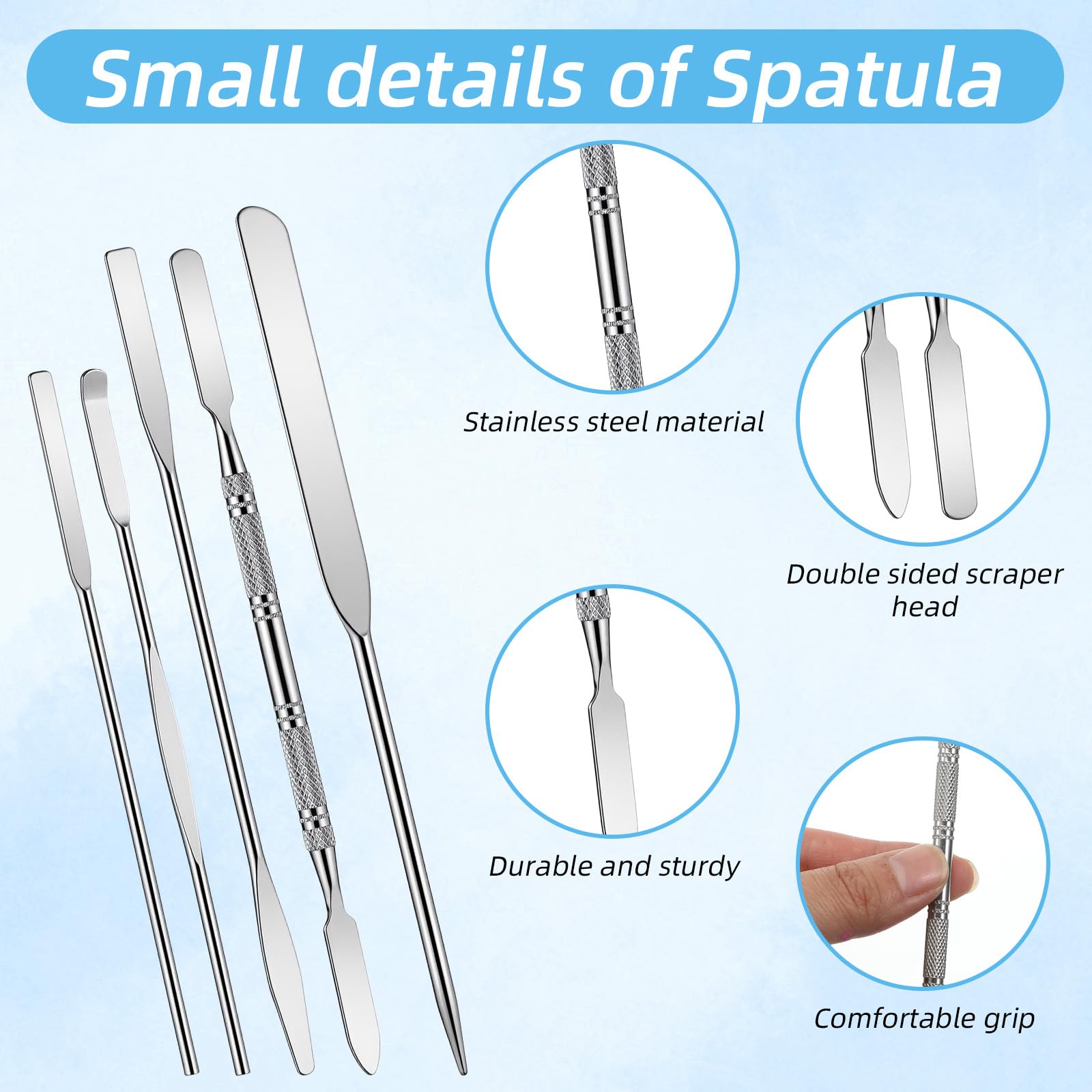 5 Pcs Metal Spatula Set, Stainless Steel Lab Spatula, Double-Ended Micro Spatulas for Lab Spatulas Sampling and Mixing — Amazon image 3