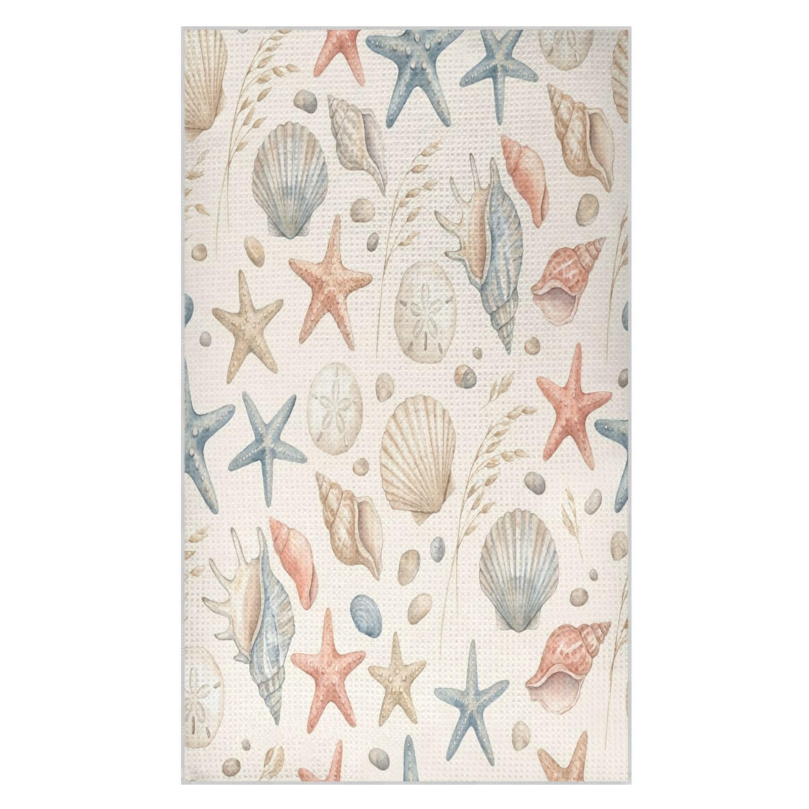 Lyeorm Seashell Starfish Waffle Weave Kitchen Towels 18x30 Inch Soft Absorbent Microfiber Dish Cloths