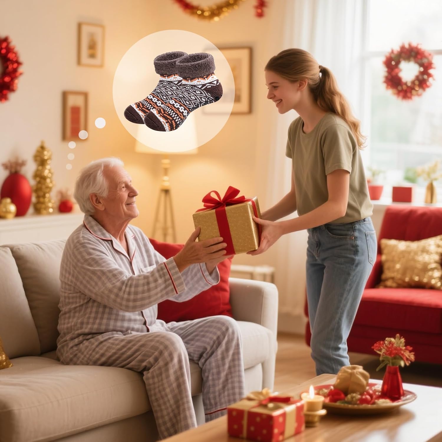 YUEDGE Mens Non Slip Fuzzy Fluffy Slipper Socks Non Skid Cozy Ankle Plush Fleece Thermal Warm Socks for Men 6-13, 2 Pairs - Image 7