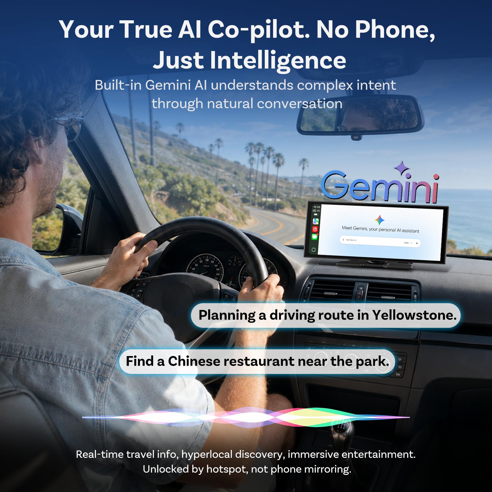 OTTOCAST OttoScreen AI 11,4 Zoll Carplay Display für Apple CarPlay & Android Auto, Android 15 mit Google Play, Gemini AI Sprachassistent, Navi GPS, Split-Screen, Dual WLAN/BT, inkl. Rückfahrkamera