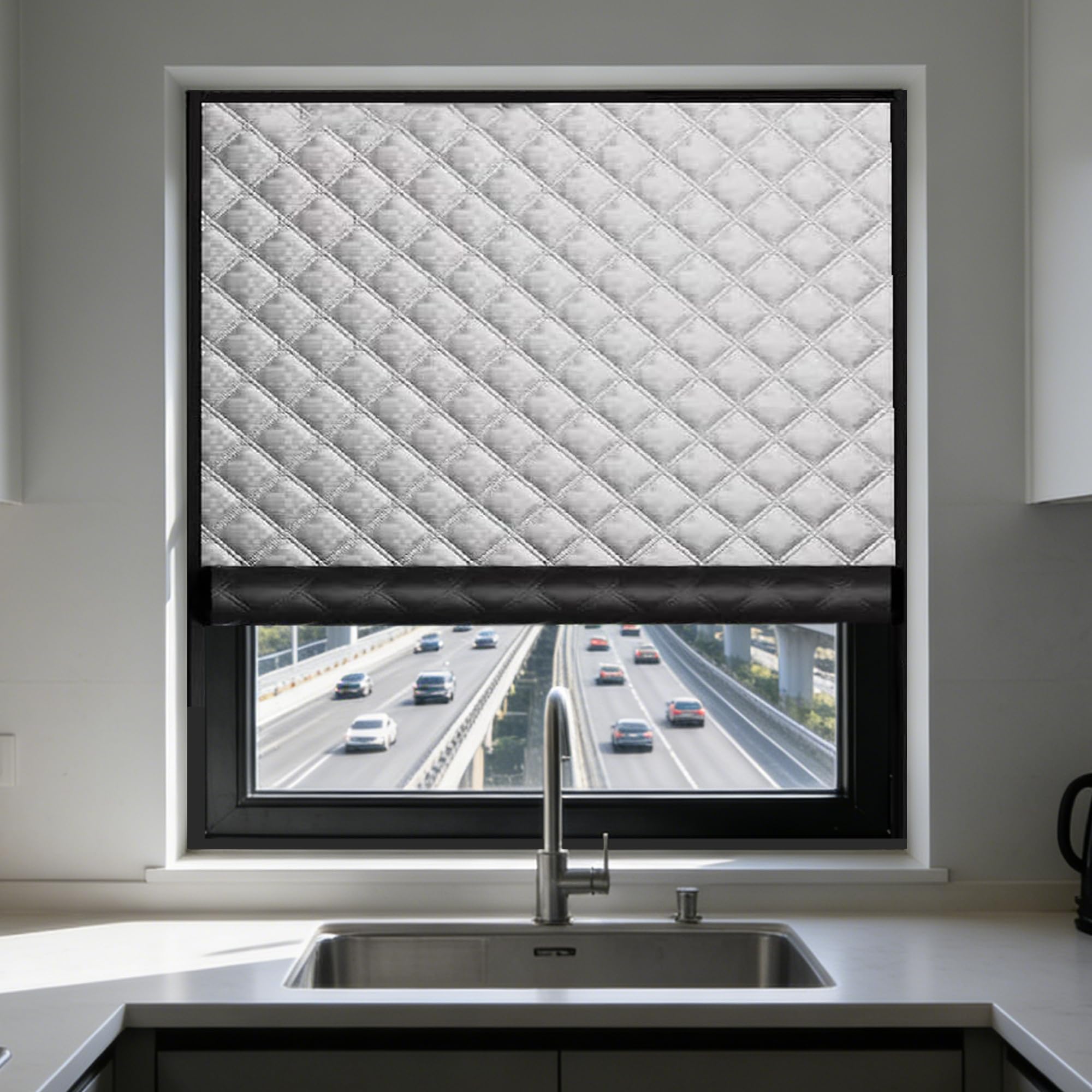Film isolant thermique de fenêtre 81x215 cm argenté ajustable contre le froid