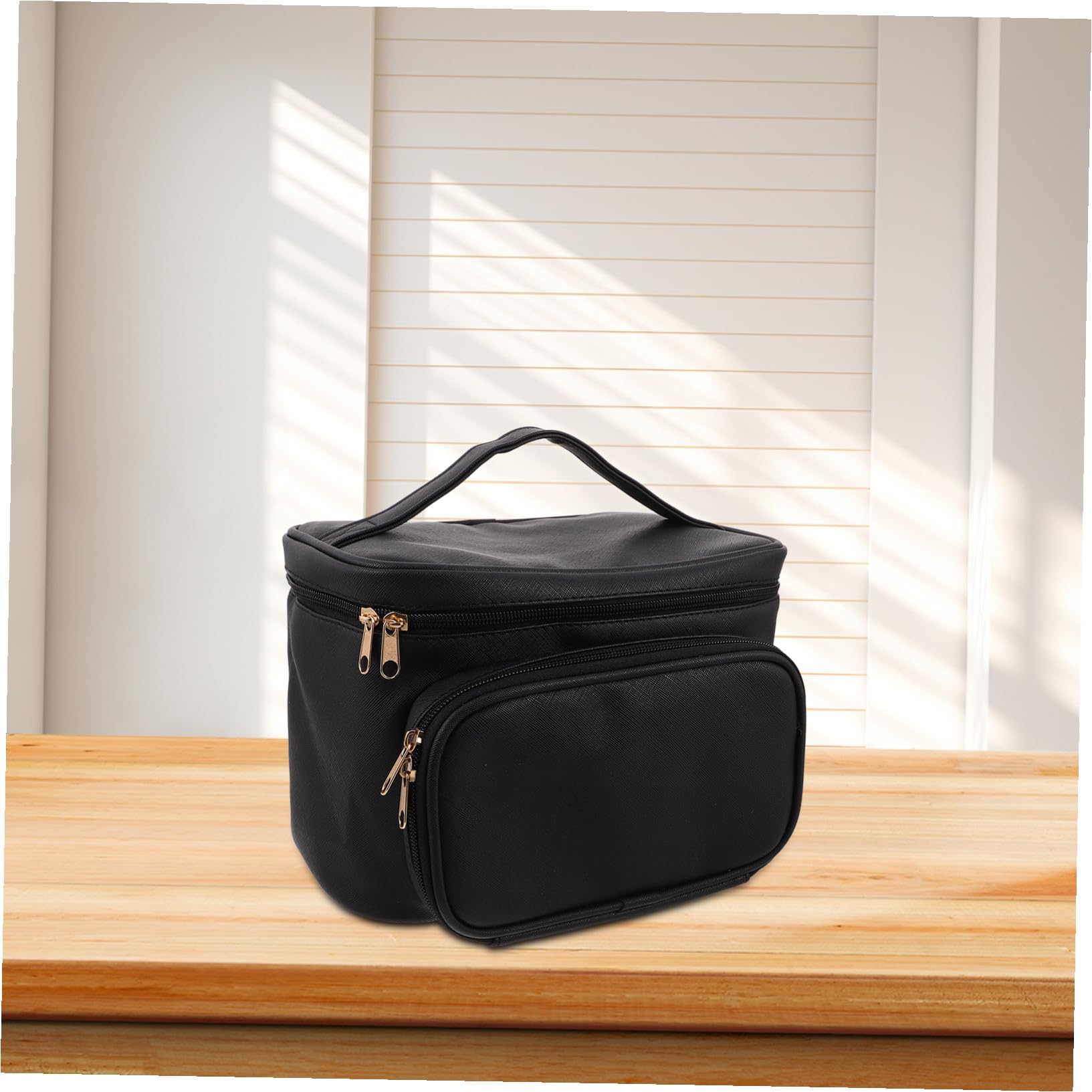 Cabilock Borsa per Trucco da Viaggio Organizer Custodia per Cosmetici in Pu Divisori e Cerniera di Sicurezza Leggera e Portatile per Donne