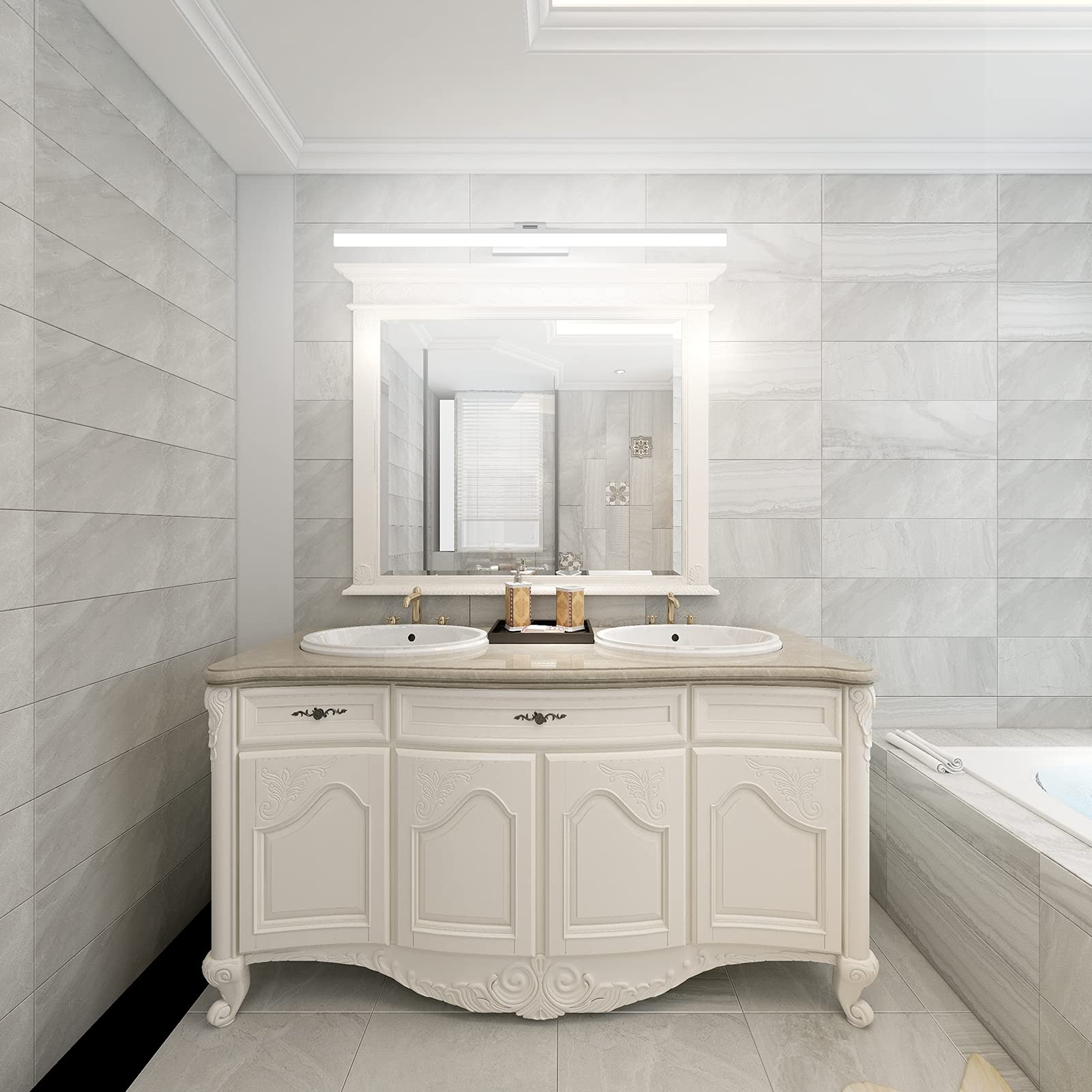 Klighten Lampada Specchio Bagno 24W 80CM Impermeabile IP44, LED Bianco Freddo 6000K 1170LM Luce 180°Regolabile, Non Dimmerabile