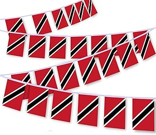 30 PCS Trinidad & Tobago Flag String,32 FT Trinidadian & Tobago Bunting,Decoration Banner for Outdoor Indoor Patio Yard Decor
