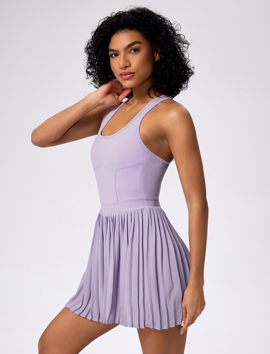 ABOCIW Womens Pleated Tennis Dress Square Neck Athletic Dress for Women Summer Golf Active Workout Dress