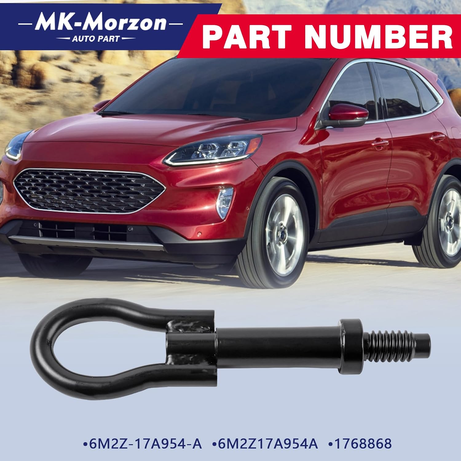 Tow Hook Recovery Hook Compatible with 2013-2022 Ford Escape Focus Fusion Mustang Edge GT Lincoln MKC MKZ Replaces# 6M2Z17A954A 6M2Z-17A954-A
