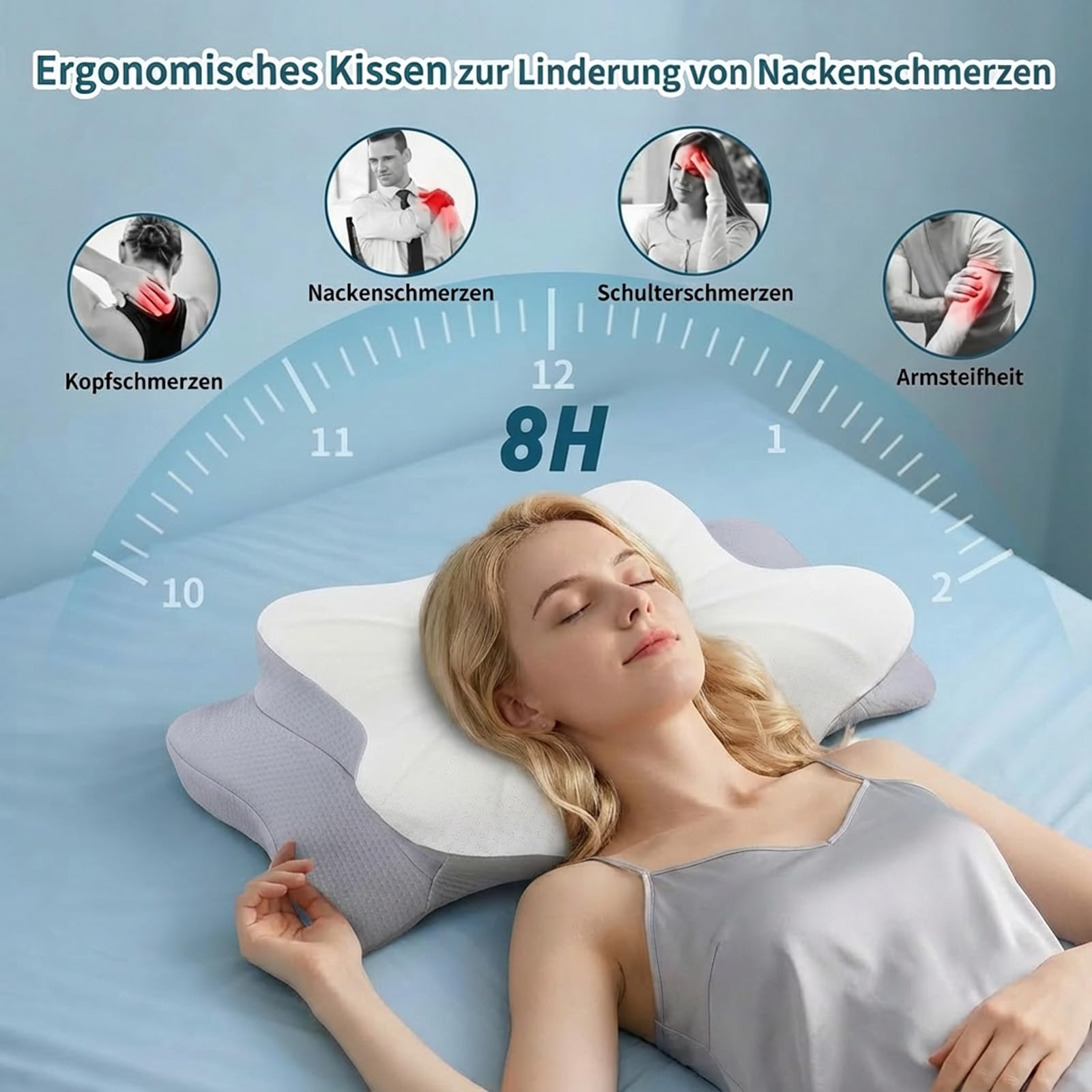 Deedlite Oreiller SOYA 3.0 Ergonomique Cervical – Oreillers Anti-Ronflements, Mousse à Mémoire de Forme Souple avec 2 Hauteurs - pour Dormir sur Le côté et sur Le Dos