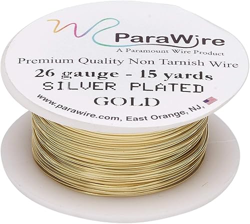 Parawire - Alambre de cobre chapado en oro, calibre 26, 15 yardas con revestimiento protector transparente