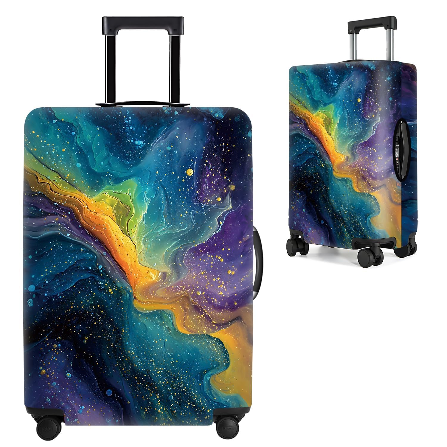 Galaxy Nebula Luggage Cover for 24-26 Inch Suitcases – Colorful Abstract Travel Suitcase Protector – Stretchable Washable Anti-Scratch Cover for Luggage,M