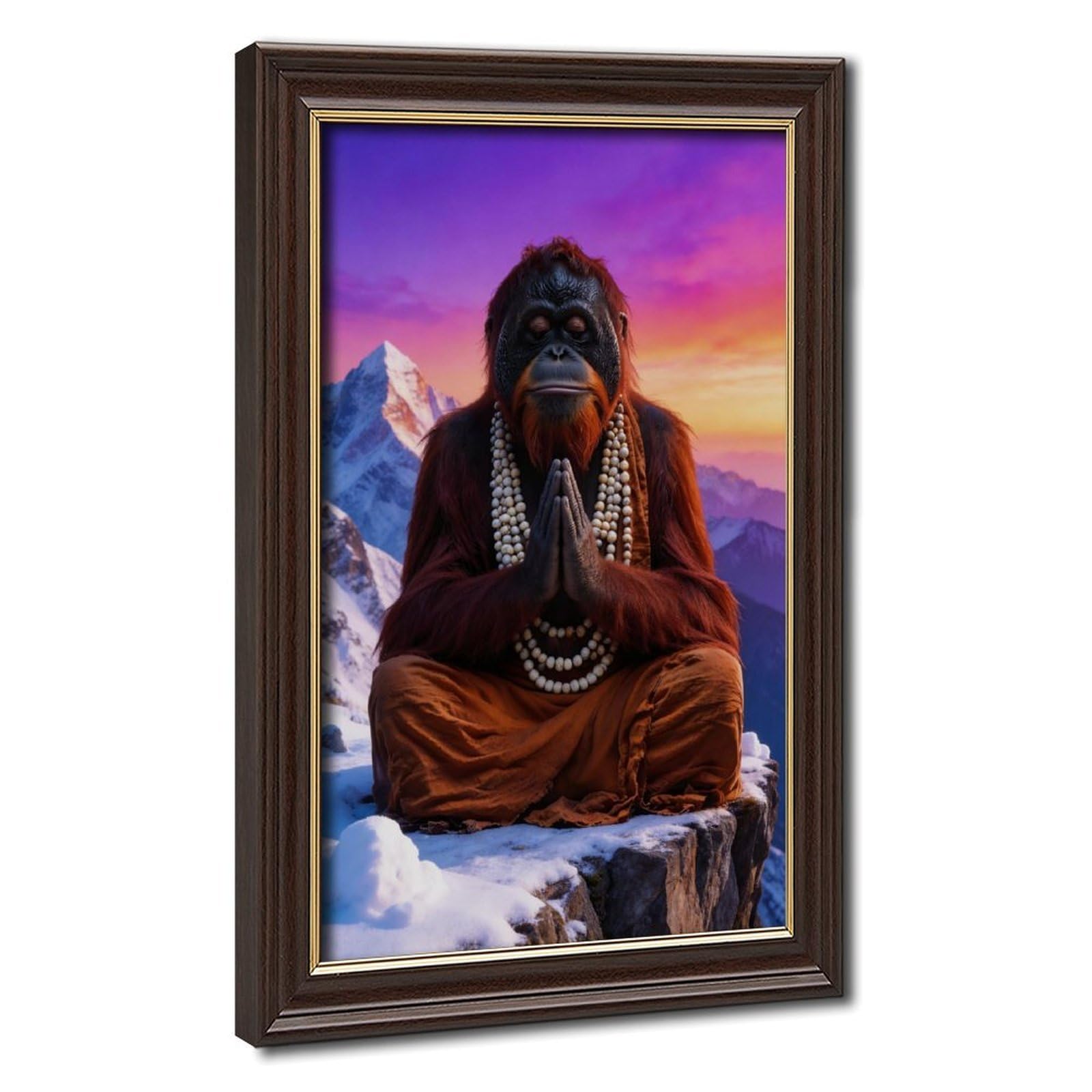 Bareronor Zen Ape Meditating Canvas Poster for Living Room Decor Gift