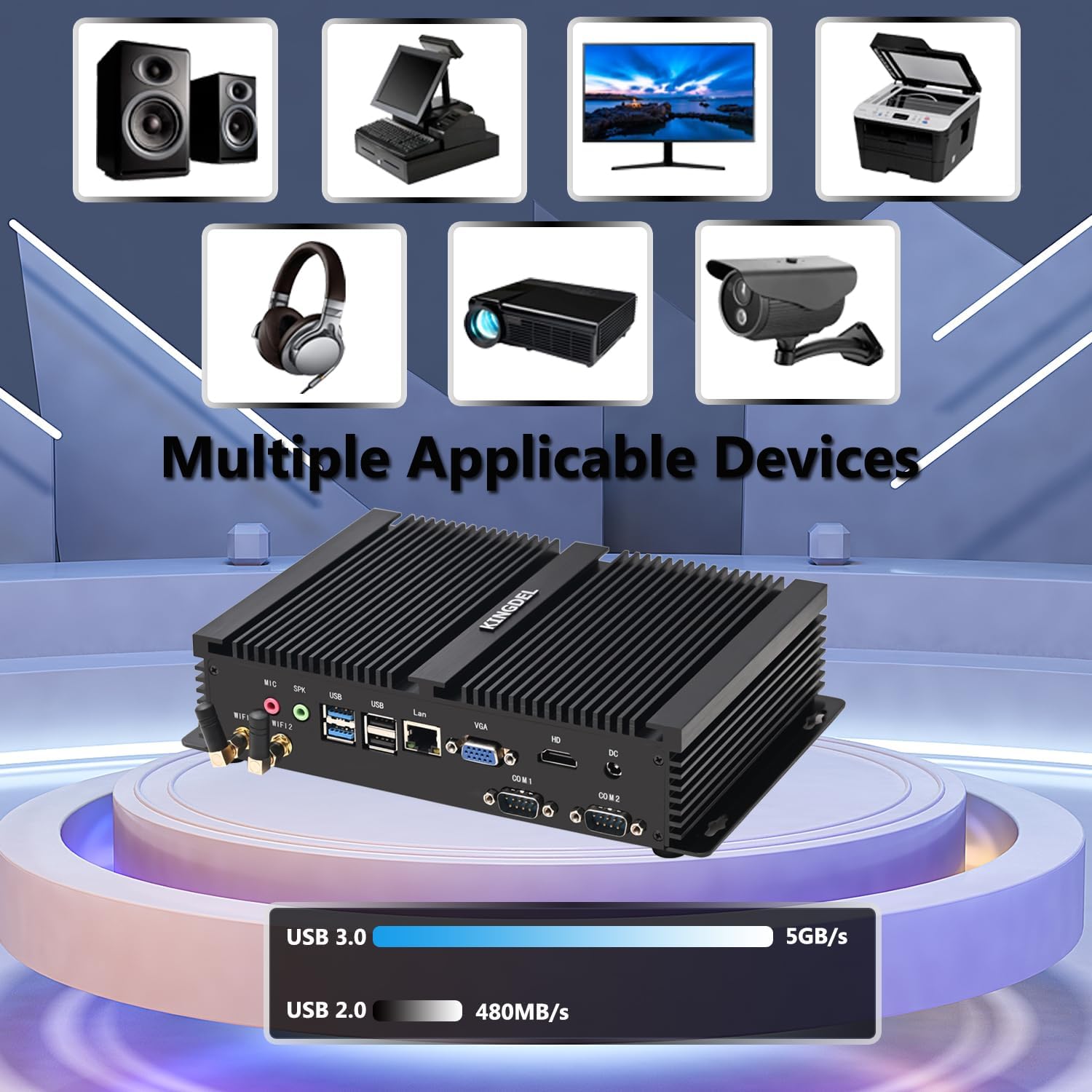 KINGDEL Powerful Fanless Mini PC with i7 12th Gen. 10 Cores 4.7Ghz CPU, 16GB 3200MHz RAM, 1TB NVMe SSD, Gigabit Ethernet, 4K: 4096x2304@60Hz, WiFi 6E+BT 5.3, Silent Working