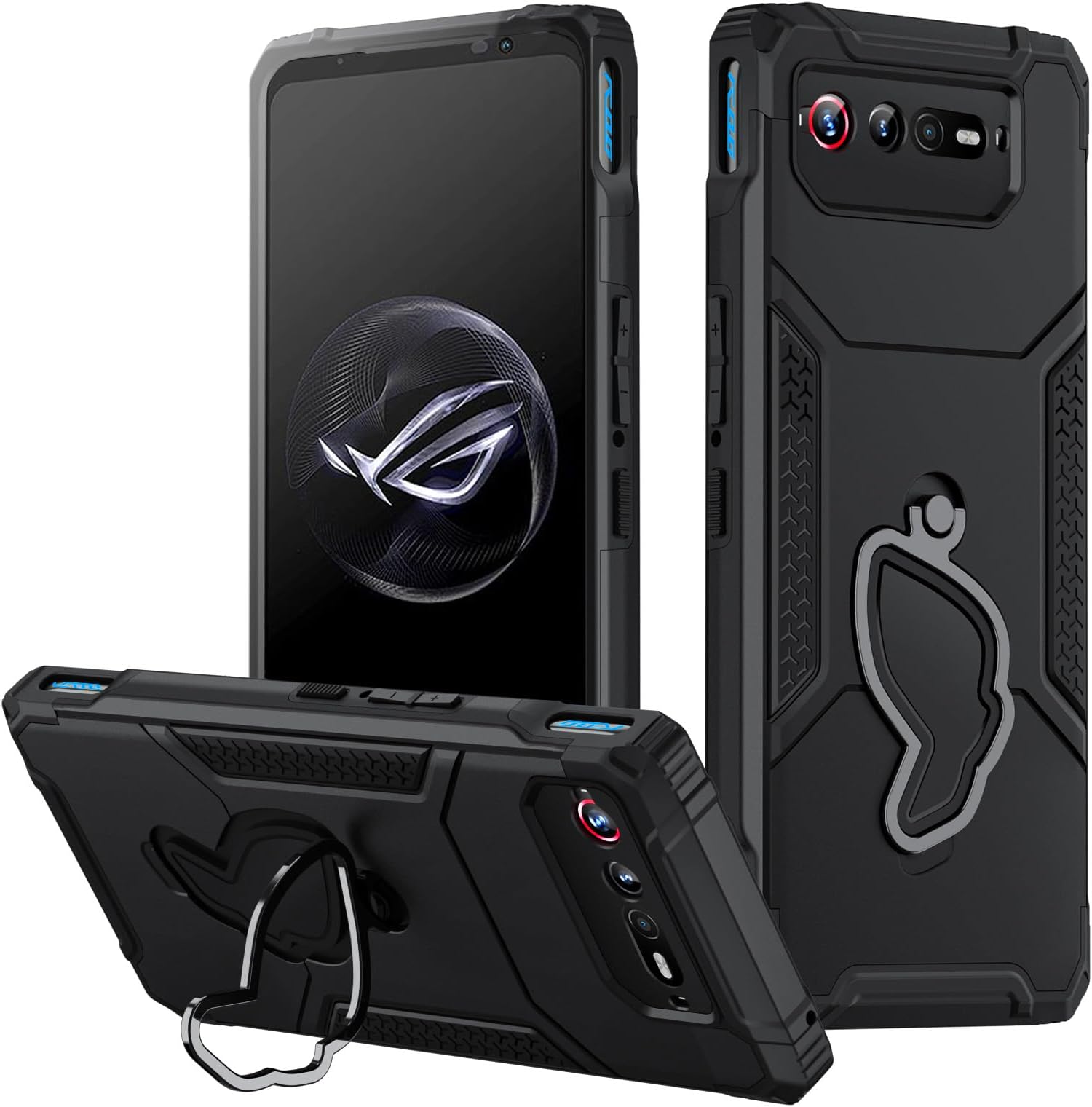 ROG Phone 7 Case, Air Trigger Compatible with Built-in Kickstand Camera Protector Military Level Full Protection Black [Fanbiya Case]