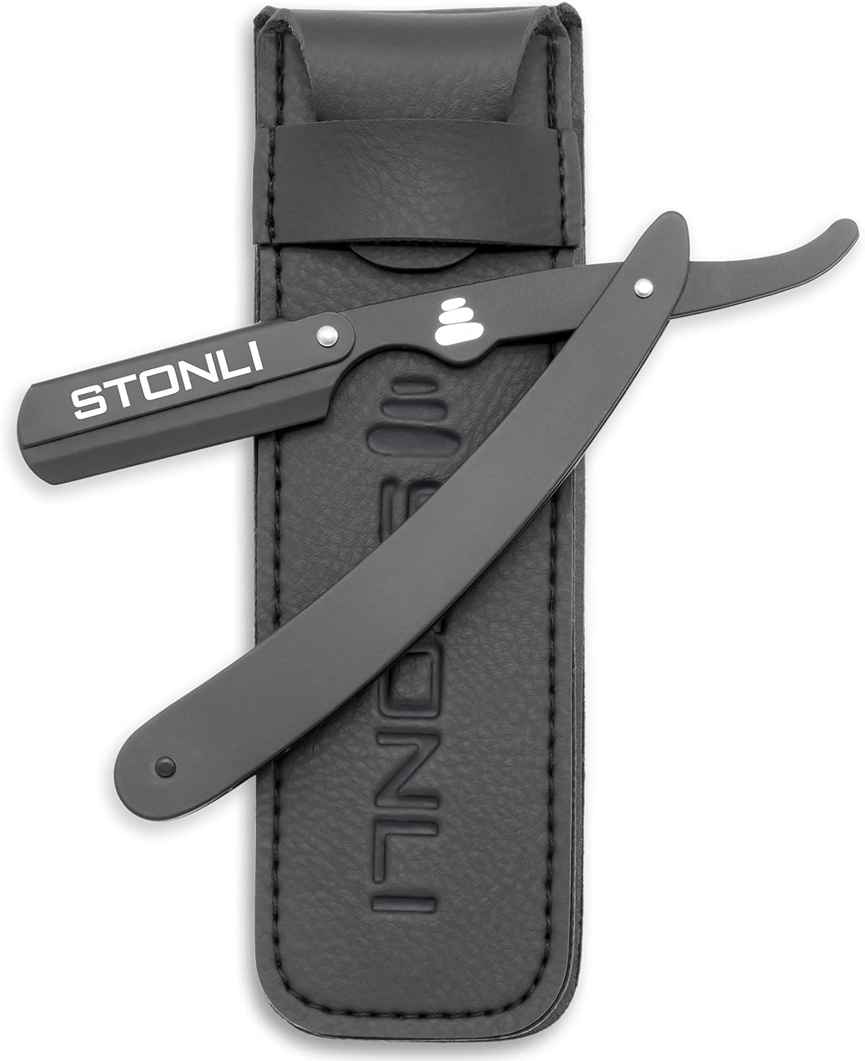 Collini Razor STONLI® Cut Throat Razors - Straight Razor with Matte Black Finish ...