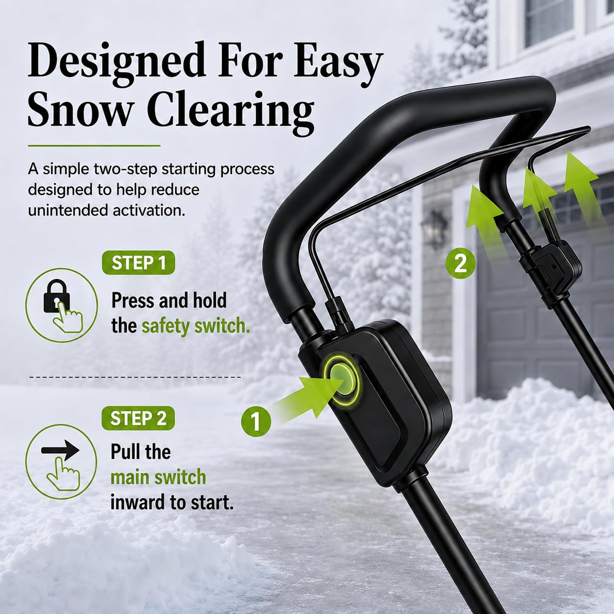 Electric Snow Blower Cordless, 1900 rpm, for Driveway Clearing | 20 Inch Brushless Snow Blower, 3500 W Brushless Motor, Snow removal depth 25cm/10in, Clear Snow from Driveways and Sidewalks