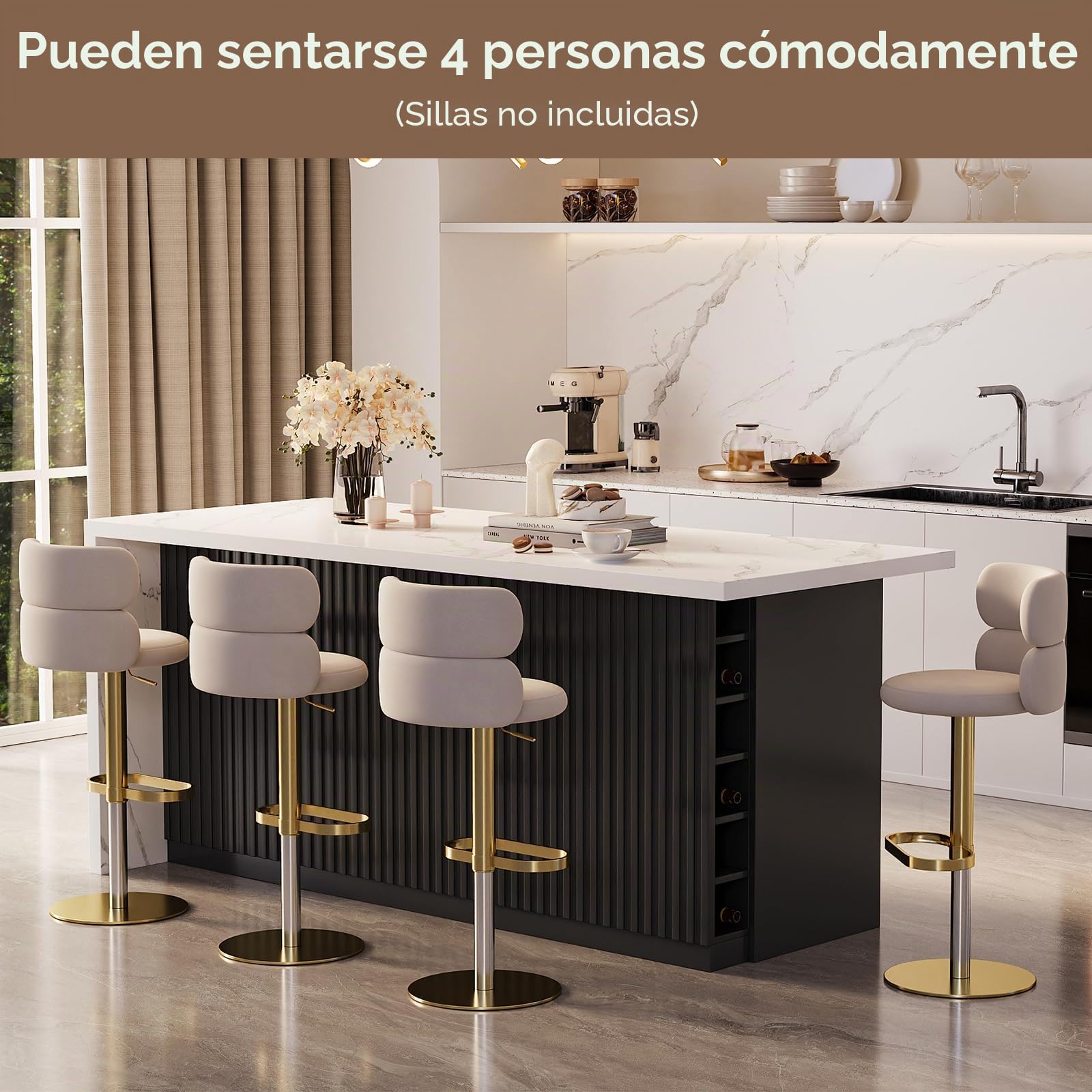 Homary Ila de Cocina con Almacenamiento múltiple para Cocina y Comedor, 183cm x 80cm