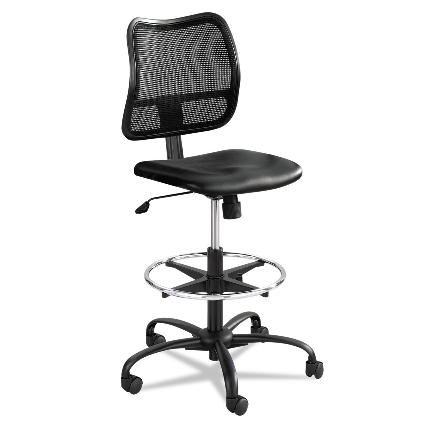 Rolling Chair, Extended Height, Black Vinyl Mesh, Adjustable Height, Supportive Back and Ergonomic Design, 250 lbs Capacity, Black