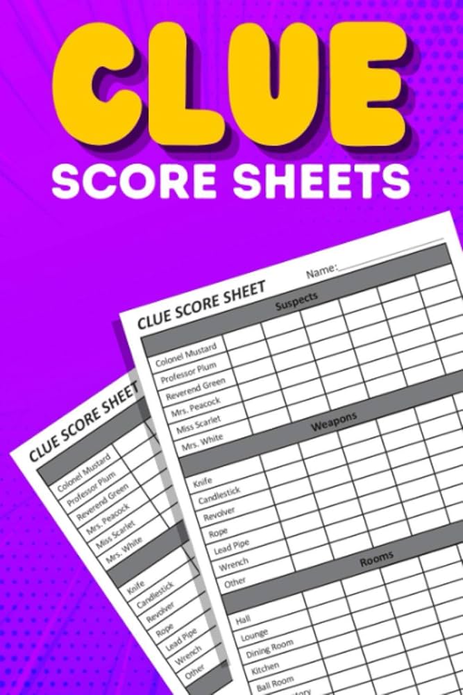 clue-score-sheets-120-clue-game-sheets-sickoz-dr-9798700486811-amazon-com-books for Free Printable Clue Score Sheet Pdf Clue Score Sheets: 120 Clue Game Sheets: Sickoz, Dr.: 9798700486811: Amazon.com: Books for Free Printable Clue Score Sheet Pdf