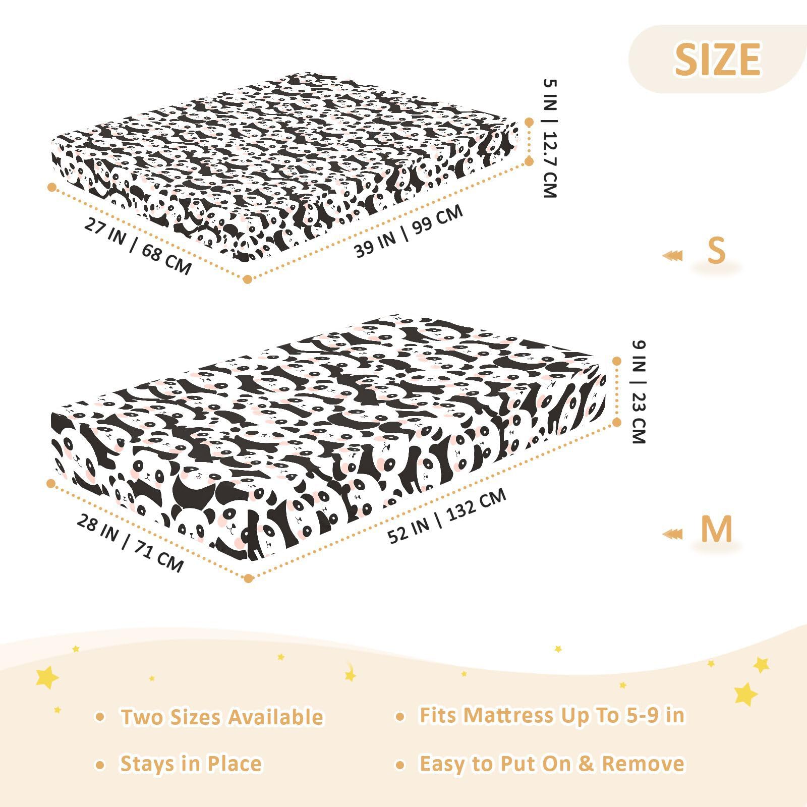 Sábanas de cuna de algodón para bebés y niñas, diseño de pandas de dibujos animados, suave, elástica, para decoración de guardería, 1 paquete de sabanas para cuna