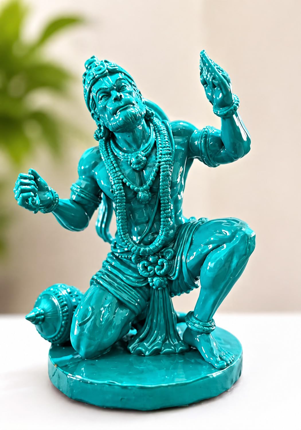 JIYA ART GALLERY Premium Shri Ram Rasik Hanuman Idol 8 cm | Orange Blue UV Resin 3D Printed Murti | Car Dashboard, Puja, H...