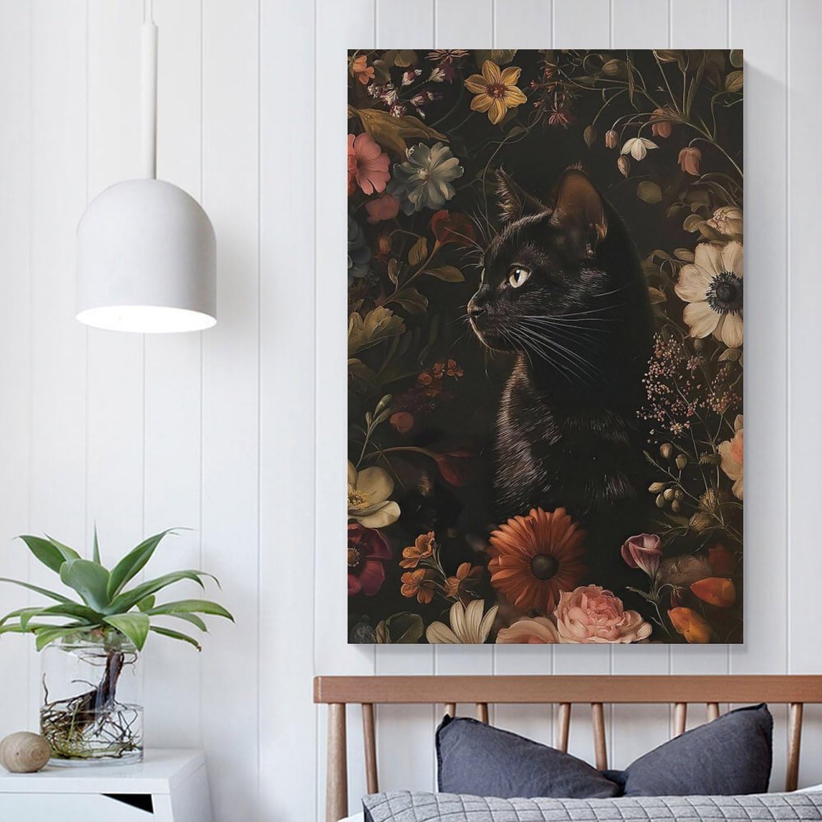 Amazon.co.jp: ゴシック猫キャンバスウォールアート 陰鬱な動物