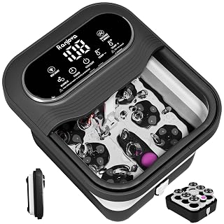Collapsible Foot Spa Electric Rotary Massage, Foot Bath with Heat,Temp Control, Bubble and Motorized Shiatsu Massage Balls, Pedicure Foot Spa Tub for Relax Tired Feet (Black) - Amazon product rated Grade A