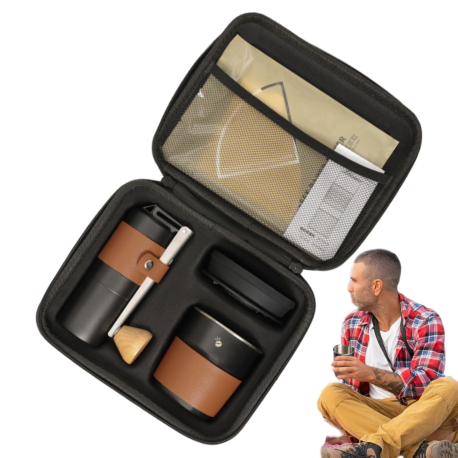 Camping Kaffeemaschine | Manuelle Kaffeemühle - Multifunktionale Kaffeemühle Mit Tragbarem Kaffeezubehör-Set Für Reisen, Wandern, Und Zuhause