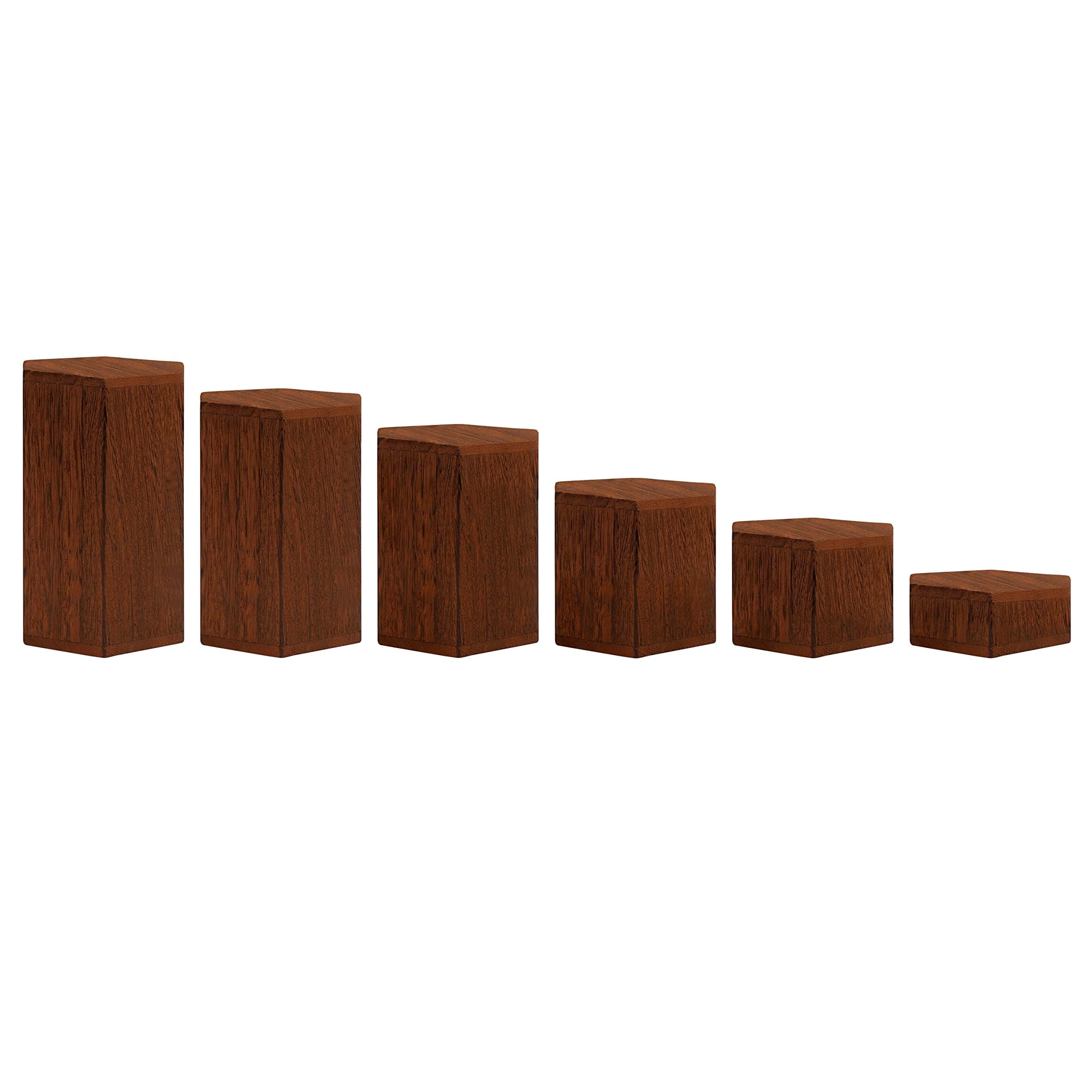 BELLE VOUS Alzatina in Legno Rustico Espositore (6pz) - Colonna per Vetrine e Ripiani - Ceppo Tronco per Gioielli, Arredo Casa, Cupcakes e Dessert - Centrotavola