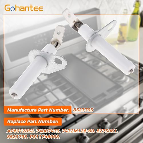Miniatura 2 de gohantee 8523793 - Repuesto de electrodo para quemador de chispas para estufa de horno, paquete de 4 unidades, compatible con Whirlpool Maytag Amana