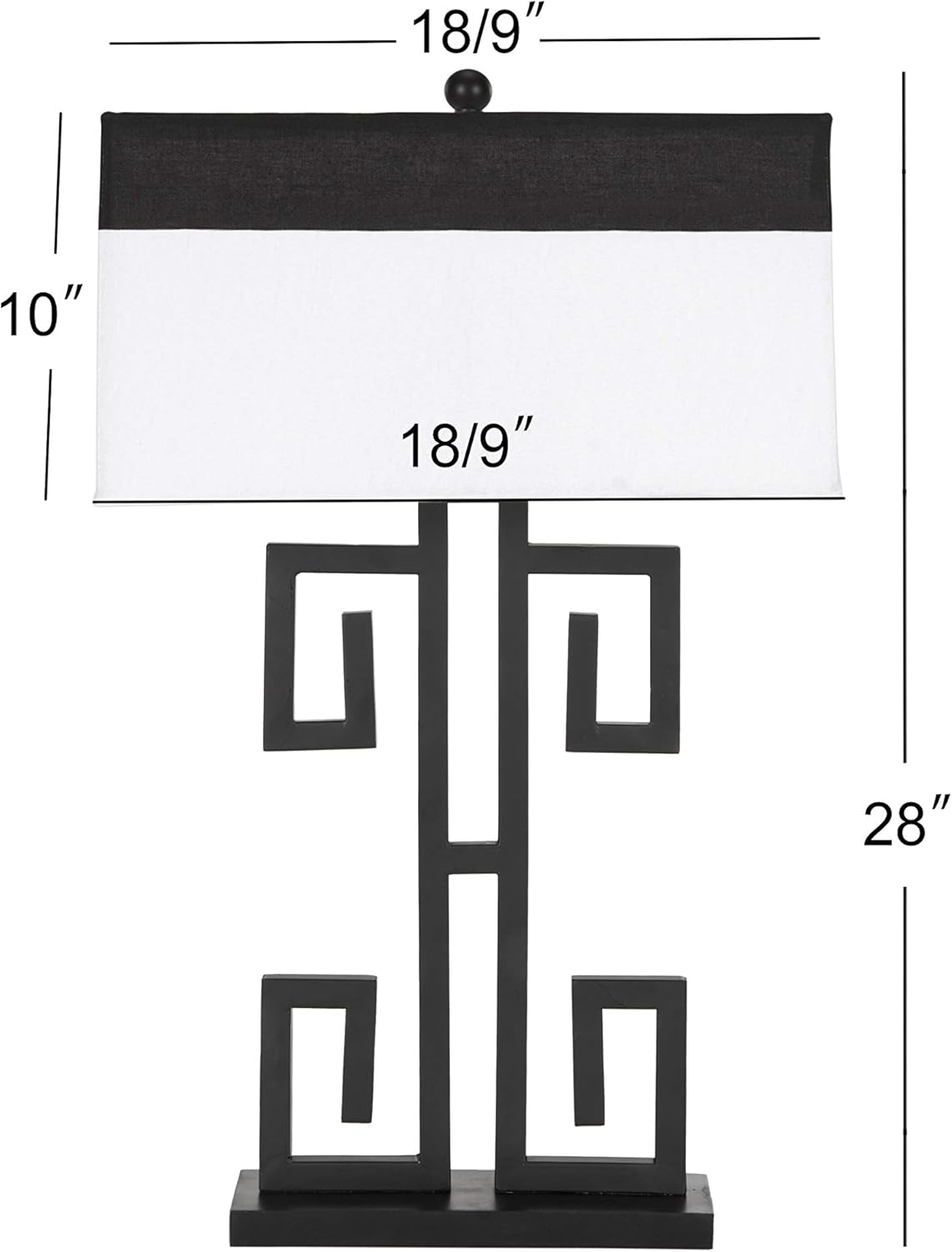 SAFAVIEH Lighting Collection Greek Key Modern Black 28-inch Bedroom Living Room Home Office Desk Nightstand Table Lamp Set of 2 (LED Bulbs Included)