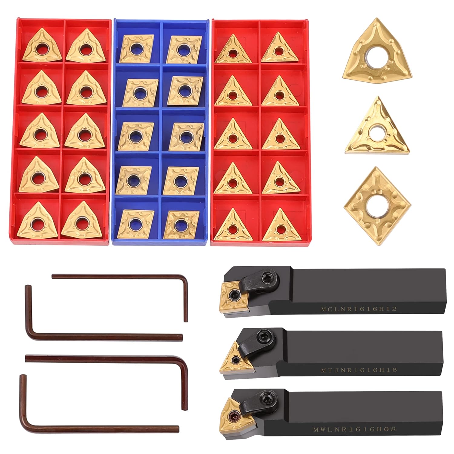 WYNNsky Lathe Excircle Indexable Carbide Turning Tool Set, 10PCS