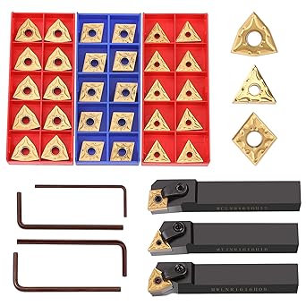 WYNNsky 33 Pieces Lathe Excircle Indexable Carbide Turning Tool Holder Bit Set