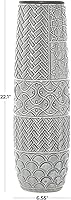 Vista 6 de Deco 79 Ceramic Decorative Vase Slim Engraved Patterned Centerpiece Vase, Flower Vase for Home Decoration 7" x 7" x 22", Gray