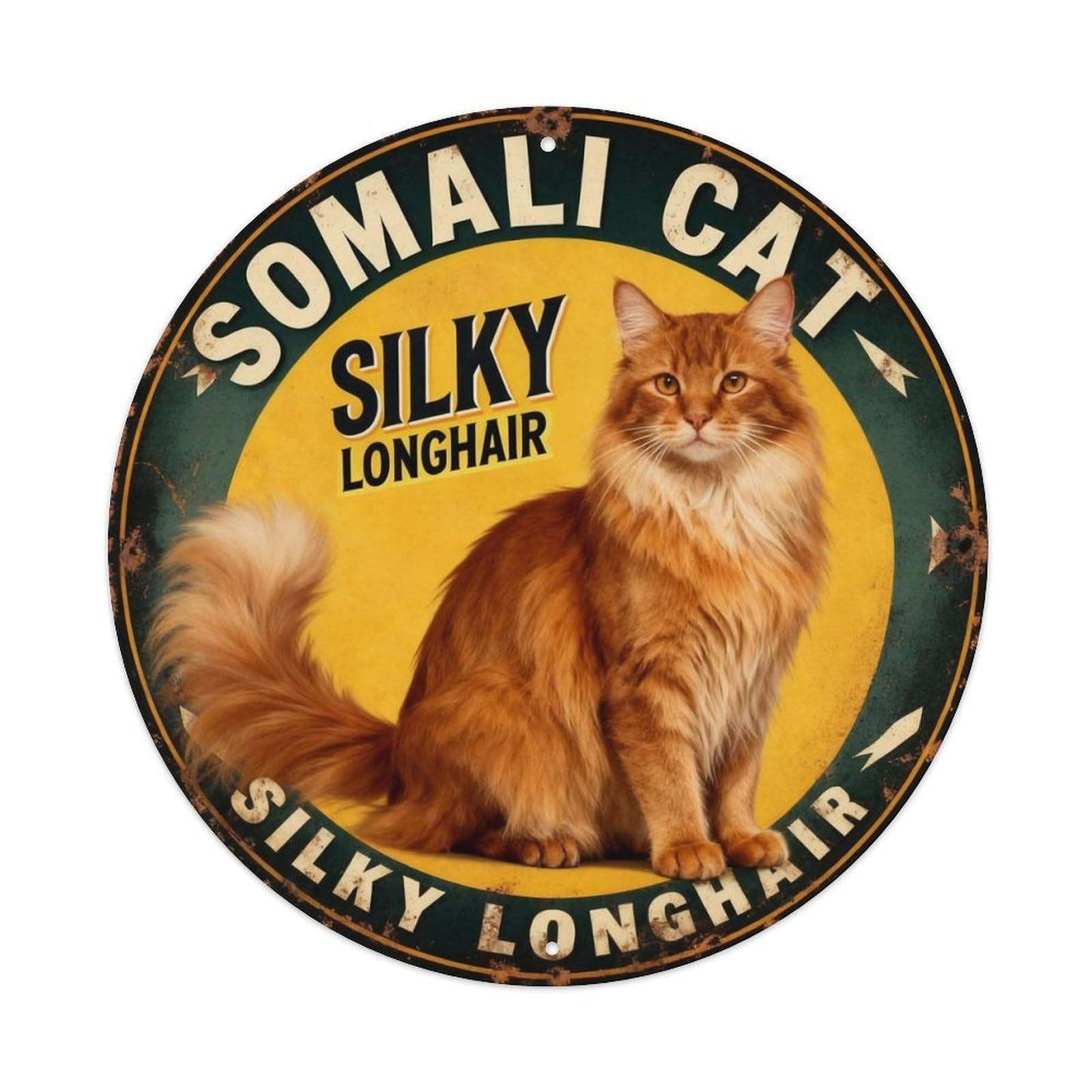 Somali Cat Silky Longhair Metal Tin Sign Plaque
