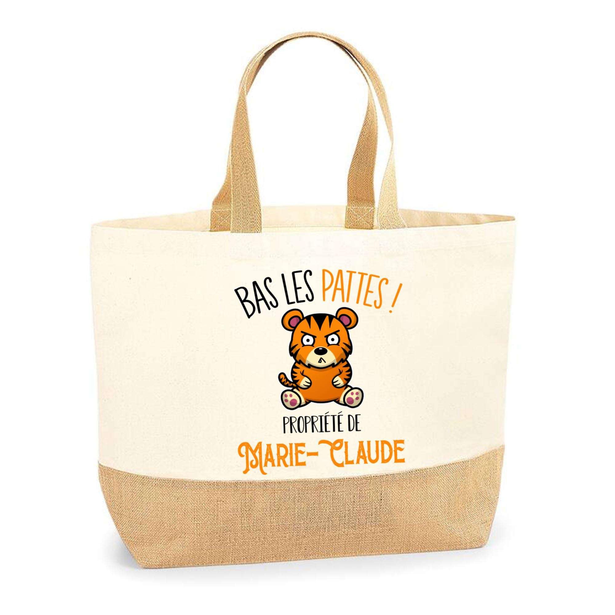 Sac jute tigre Planetee cabas de plage et courses en toile résistant - 8