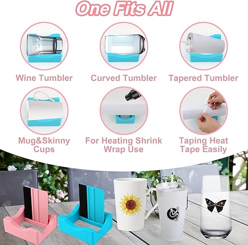 Miniatura 5 de Base de silicona para vasos, paquete de 2 soportes para vasos para manualidades con ranura integrada y escobilla de fieltro con borde de fieltro,