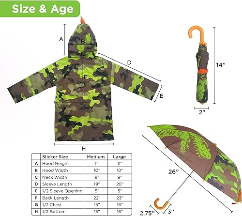 Miniatura 8 de Kids Umbrella for Girls and Boys & Rain Coats Set -Toddler Umbrellas Kids Raincoat Boys Girls Jacket (3-9 Years)