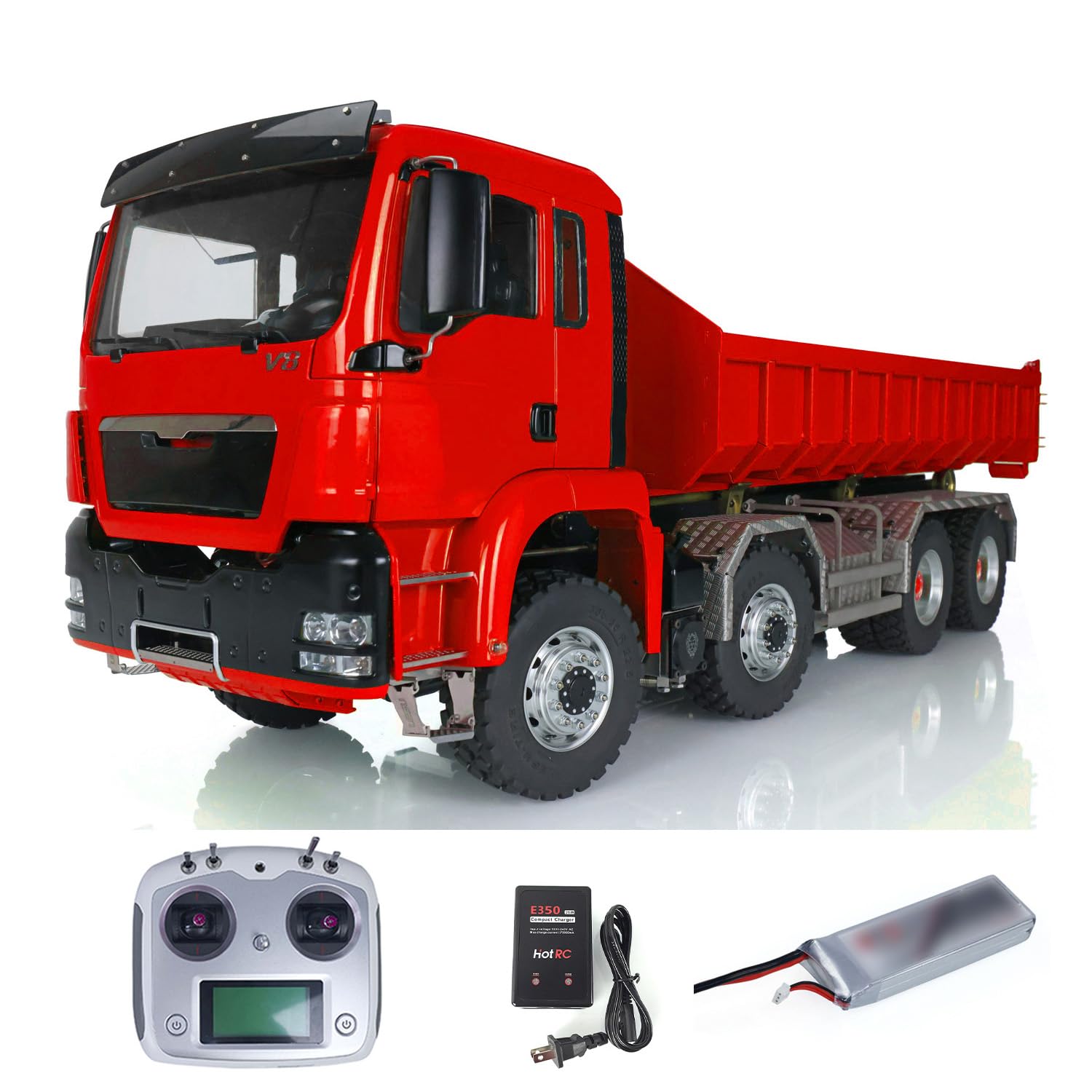 LESU 1 14 8x8 Hydraulic RC Full Dump Car Remote Control Roll On Tipper Trucks Shift Steering Servo