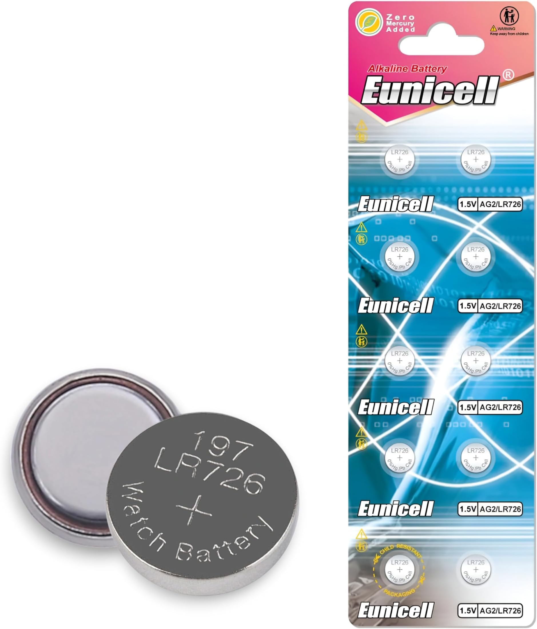 Lot de 10 piles bouton Alkaline AG2/G2/LR726/SR726W/396/397 type