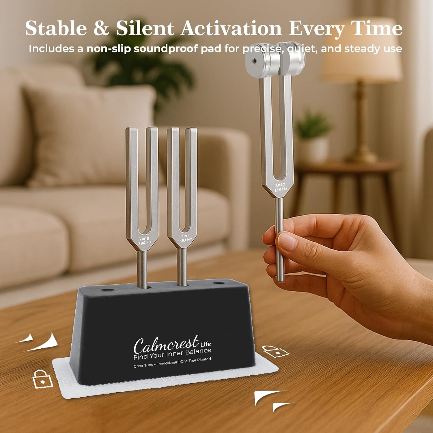 Tuning Fork Stand and Activator – All-in-One Base for Meditation, Energy Healing, Clean Resonance, Compatible with Various Tuning Forks for Healing/Chakra Instrument, Meditation Accessories (1)