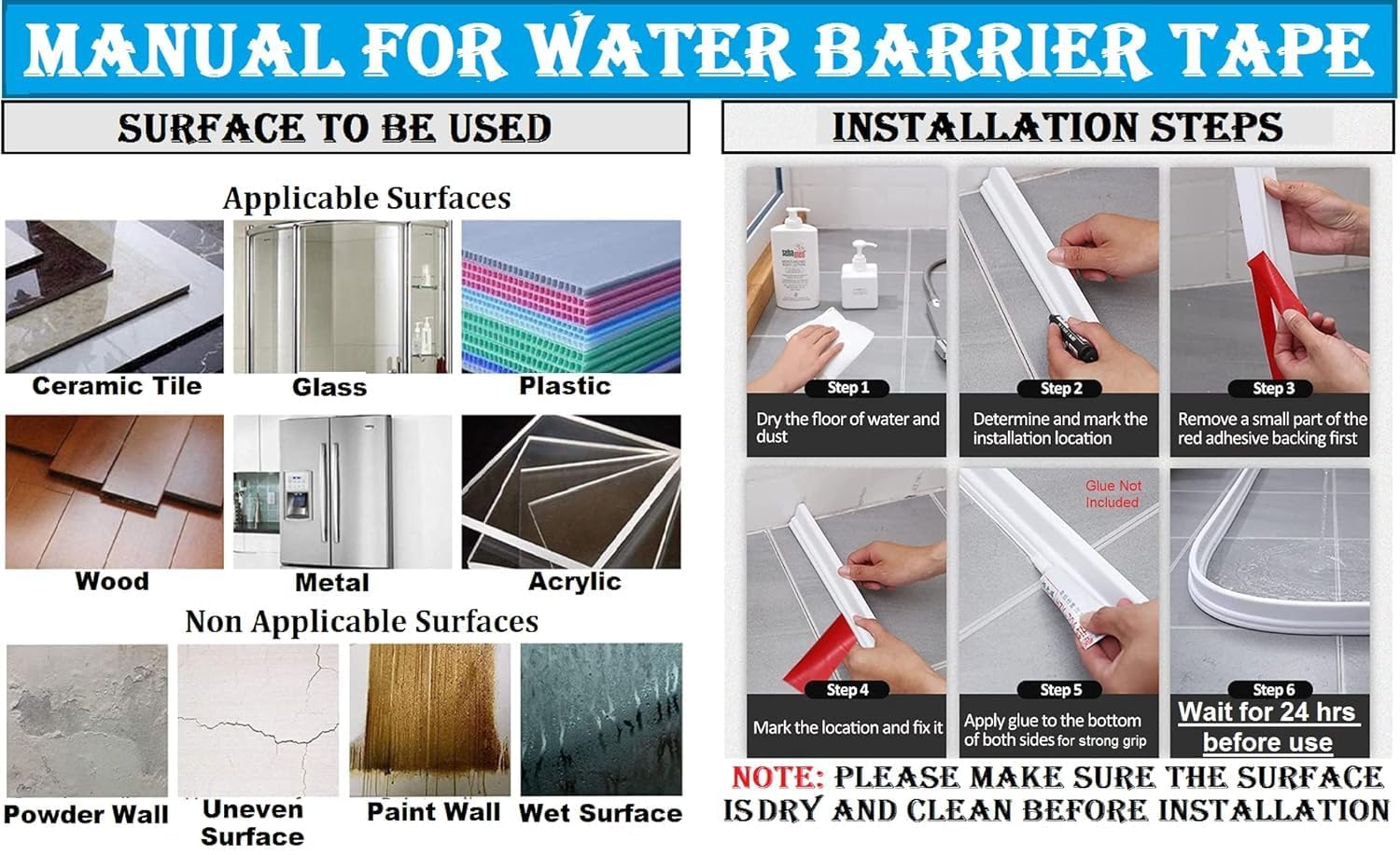 Water Stopper Strip - Bathroom & Kitchen -4 Water Stopper Strip - Bathroom & Kitchen -4