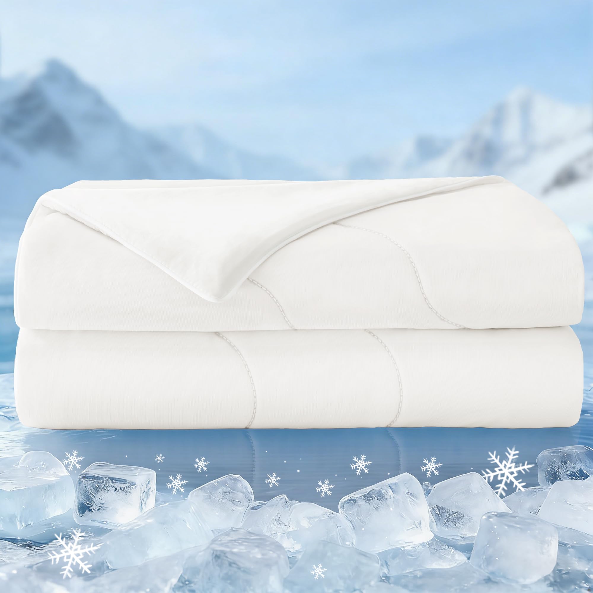 Exclusivo Mezcla Cooling Double Duvet for Summer, Lightweight Cooling Blanket for Hot Sleepers, Soft Breathable Cooling Coverless Duvet for Night Sweats, 220x240 CM, White