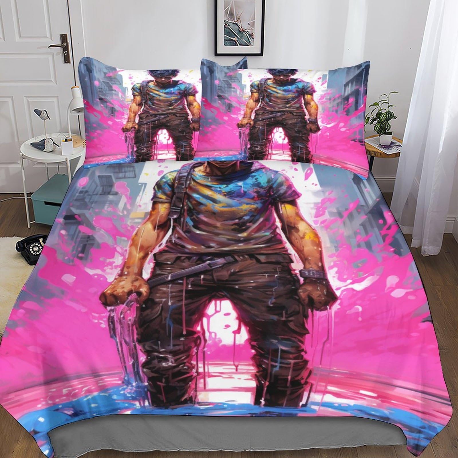 Housse de couette anime graffiti 3d le cadeau de literie idéal pour l'anniversaire d'un ado